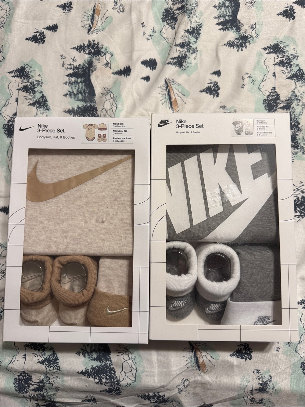 Nike 3-Piece Baby Set in Tan & Gray NEW 2 Sets of Nike Baby Set Newborn